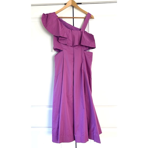 Veronica Beard Midi Dress Beilla Ruffled Asymmetric One Shoulder Purple Size 8 - Picture 2 of 8